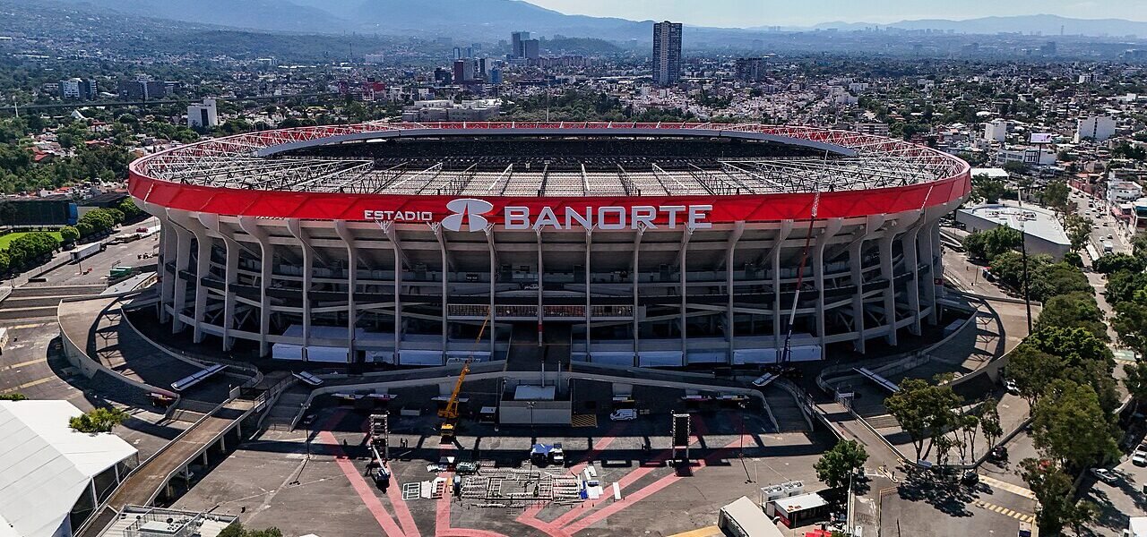 Vista aérea del Estadio Banorte, antes conocido como Estadio Azteca, en la Ciudad de México.
