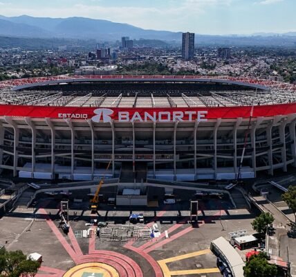 Vista aérea del Estadio Banorte, antes conocido como Estadio Azteca, en la Ciudad de México.